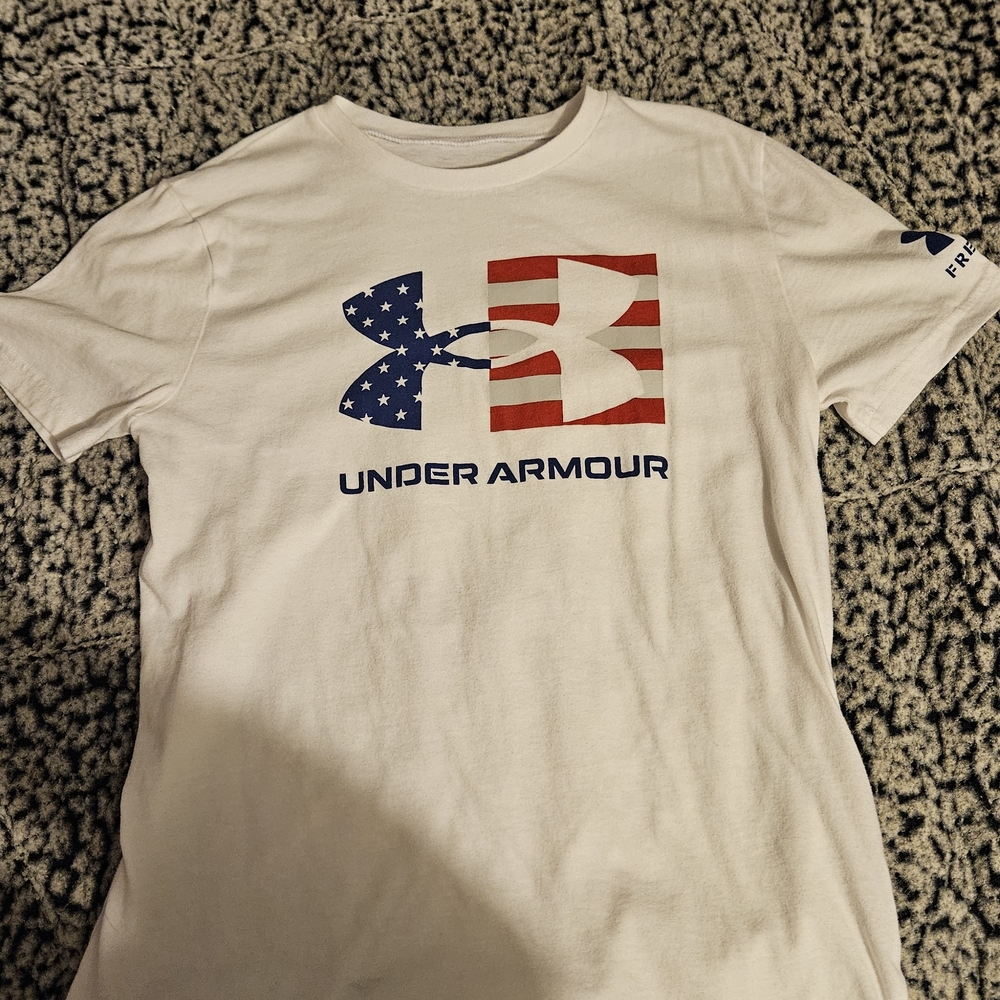 Under Armour White T-Shirt with Flag Logo